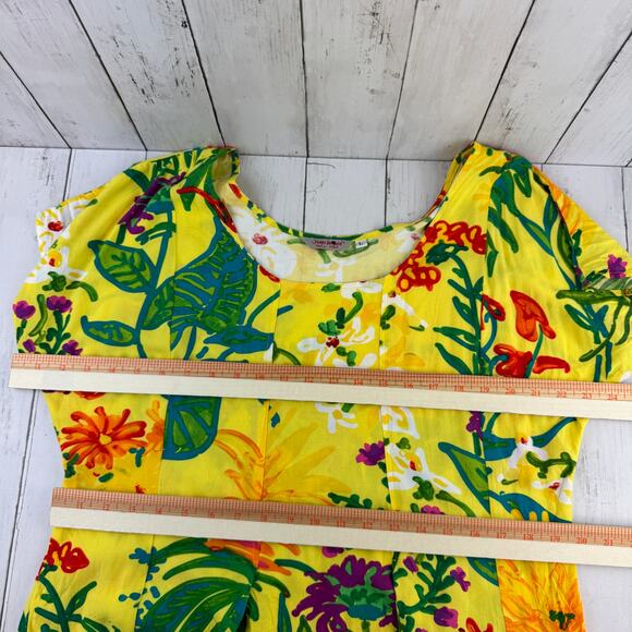 Jams World Florest Yellow Paca Palomorca Hawaiian Maxi Dress W383 Size Large - Picture 13 of 14